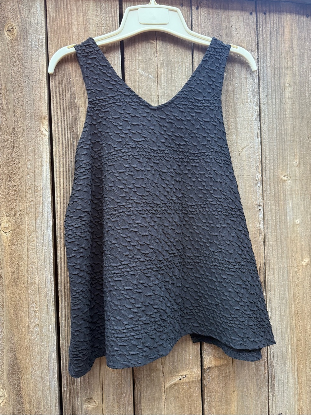 Deletta Black Textured V-Neck Top